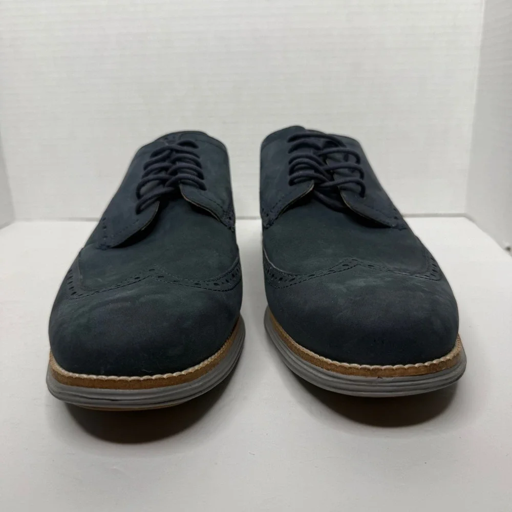 Cole Haan Original Grand Short Wing Oxford Men 10.5 M Navy Blue Nubuck C26473